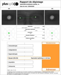 Autoréfractomètres Plusoptix - une réfraction objective en une demi-seconde, dès l’âge de 3 mois - rapport de dépistage