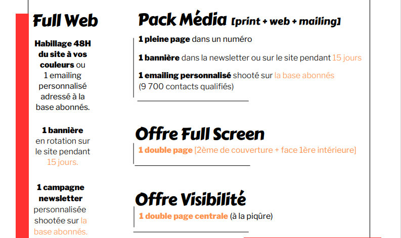 Pack Puissance - Pack Média - Offre Full Screen - Offre Visibilité